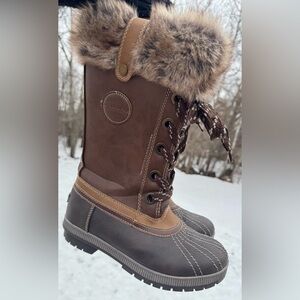 London Fog Brown Melton Faux fur Boots 9